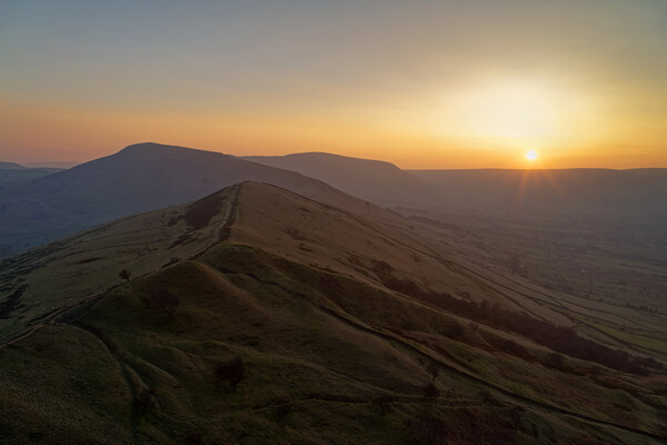 Great Ridge Sunset Derbyshire Peak District  Picture Board by Darren Galpin