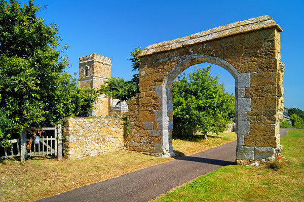 Abbotsbury Church and Arch Picture Board by Darren Galpin
