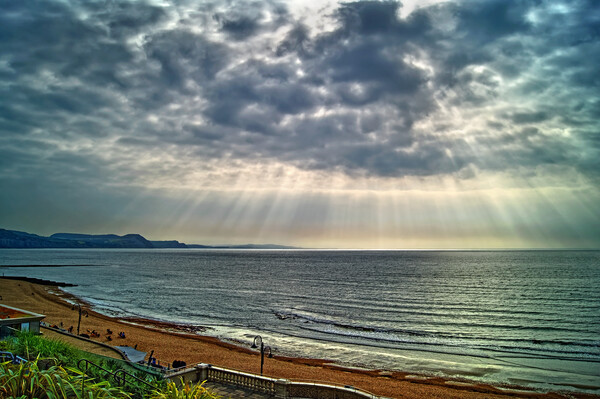Lyme Bay Sun Rays Picture Board by Darren Galpin