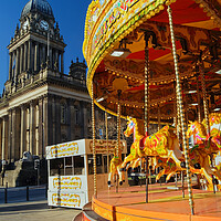 Buy canvas prints of Leeds Town Hall & Carousel by Darren Galpin