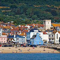 Buy canvas prints of Lyme Regis Town and Beach  by Darren Galpin