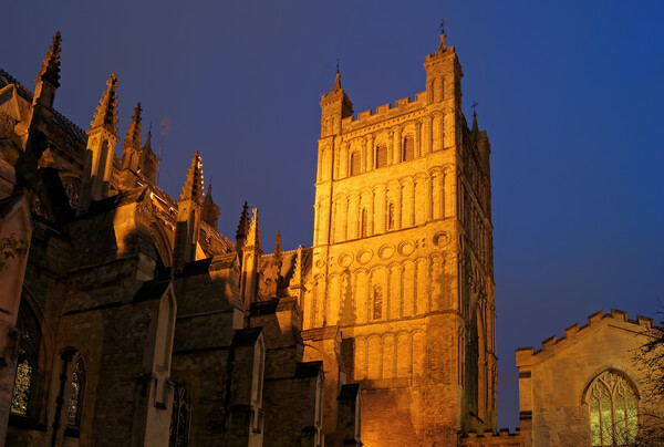 Exeter Cathedral at Night  Picture Board by Darren Galpin