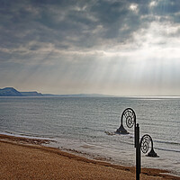 Buy canvas prints of Lyme Bay Sun Rays by Darren Galpin