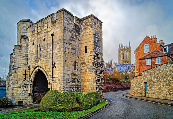 Pottergate Arch and Lincoln Cathedral Picture Board by Darren Galpin