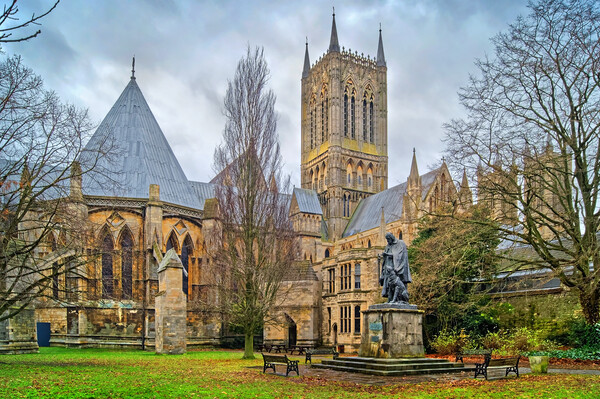Lincoln Cathedral and Tennyson Statue Picture Board by Darren Galpin