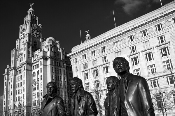 Beatles Statue and Liver Building  Picture Board by Darren Galpin