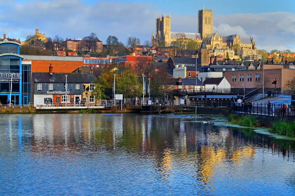 Brayford Quays and Lincoln Cathedral Picture Board by Darren Galpin