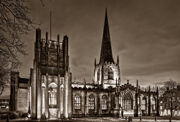 Sheffield Cathedral at Night Picture Board by Darren Galpin