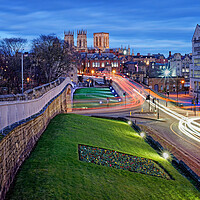 Buy canvas prints of York City Wall & Minster at Night by Darren Galpin