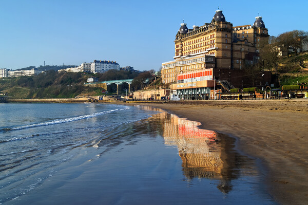 Scarborough Beach and Grand Hotel, North Yorkshire Picture Board by Darren Galpin
