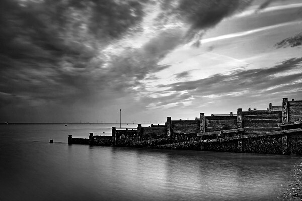 Whitstable Groyne and Sea Picture Board by Darren Galpin