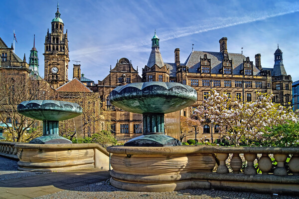 Sheffield Town Hall & entrance to Peace Gardens  Picture Board by Darren Galpin