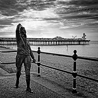 Buy canvas prints of Amy Johnson Statue and Pier at Herne Bay by Darren Galpin