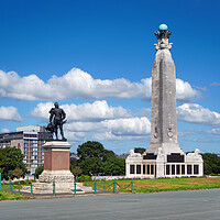Buy canvas prints of Naval War Memorial and Drakes Statue by Darren Galpin
