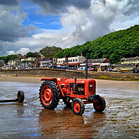 Buy canvas prints of Tractor on Filey Beach by Darren Galpin