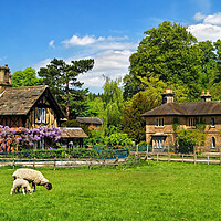 Buy canvas prints of Edensor Cottages and Countryside by Darren Galpin