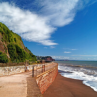 Buy canvas prints of Teignmouth Sea Wall and Beach, Devon by Darren Galpin
