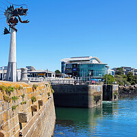 Buy canvas prints of Sea Life Sculpture and National Marine Aquarium, Plymouth by Darren Galpin