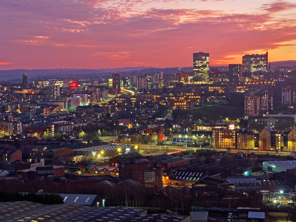  Sheffield City Centre at Sunset Picture Board by Darren Galpin