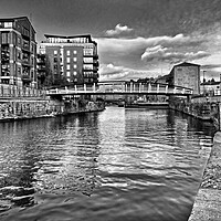 Buy canvas prints of  David Oluwale Bridge and River Aire, Leeds  by Darren Galpin