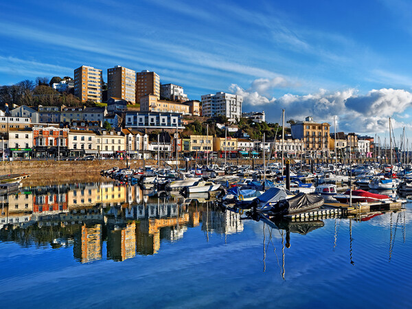 Torquay Harbour Reflections Picture Board by Darren Galpin