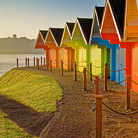Buy canvas prints of Scarborough Beach Huts and Castle Panorama by Darren Galpin