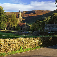 Buy canvas prints of Holy Trinity Church, Edale & Kinder Scout by Darren Galpin