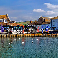 Buy canvas prints of River Brit, West Bay Panorama by Darren Galpin
