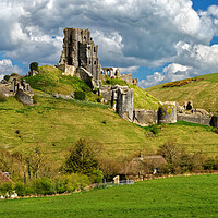 Buy canvas prints of Corfe Castle Panorama by Darren Galpin