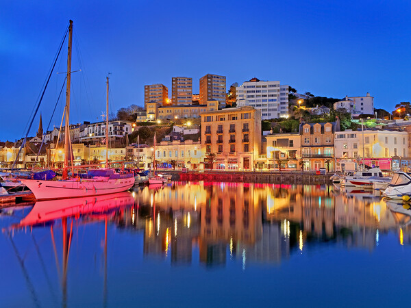 Torquay Harbour at Night Picture Board by Darren Galpin
