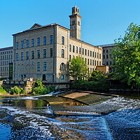 Buy canvas prints of New Mill and River Aire, Saltaire by Darren Galpin