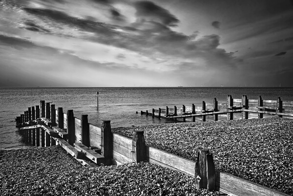 Whitstable Beach Groynes Picture Board by Darren Galpin