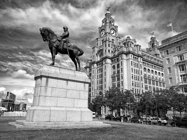 Royal Liver Building and King Edward V11 Monument  Picture Board by Darren Galpin