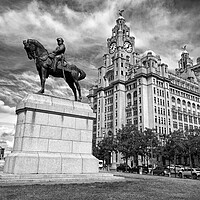 Buy canvas prints of Royal Liver Building and King Edward V11 Monument  by Darren Galpin