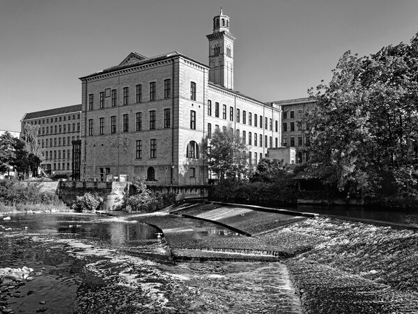 New Mill and River Aire, Saltaire Picture Board by Darren Galpin