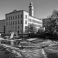 Buy canvas prints of New Mill and River Aire, Saltaire by Darren Galpin