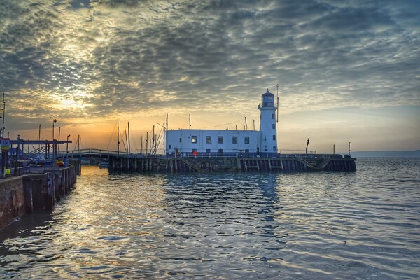 Scarborough Lighthouse Sunrise  Picture Board by Darren Galpin