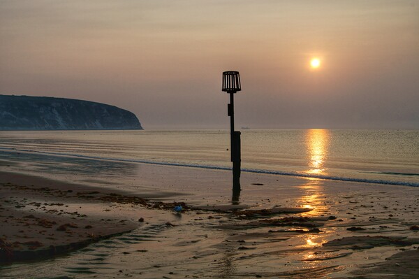 Sunrise over Swanage Bay, Dorset Picture Board by Darren Galpin