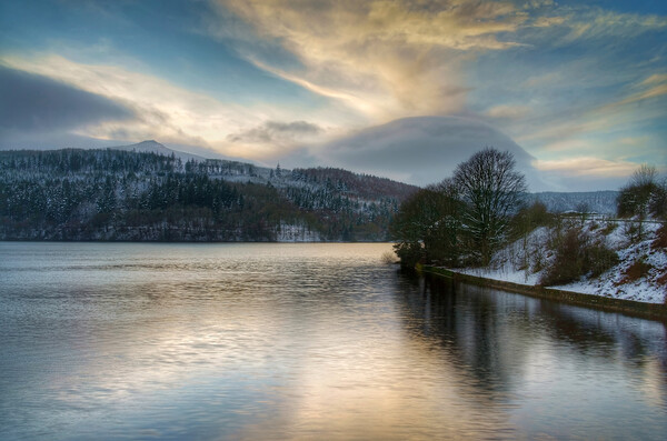 Ladybower Winter Reflections Picture Board by Darren Galpin