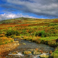 Buy canvas prints of River Lyd Looking Towards Great Links Tor by Darren Galpin