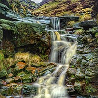 Buy canvas prints of  Crowden Clough Waterfalls by Darren Galpin