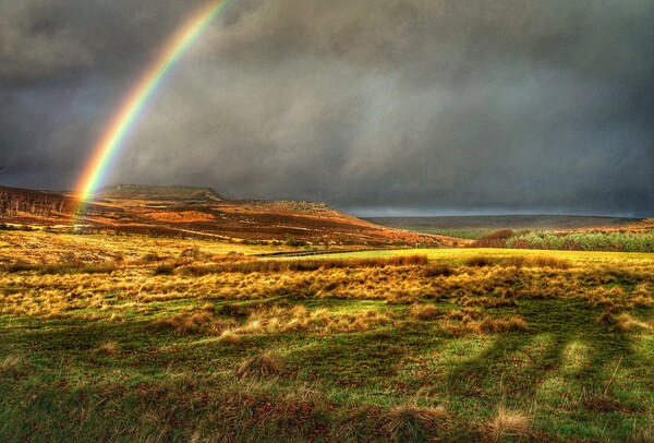Rainbow over Burbage Picture Board by Darren Galpin