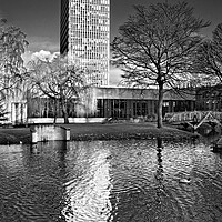 Buy canvas prints of University Arts Tower and Weston Park Pond by Darren Galpin