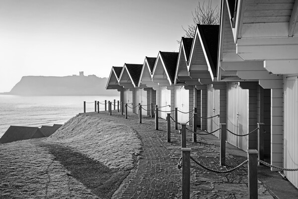 Scarborough Beach Huts and Castle Picture Board by Darren Galpin