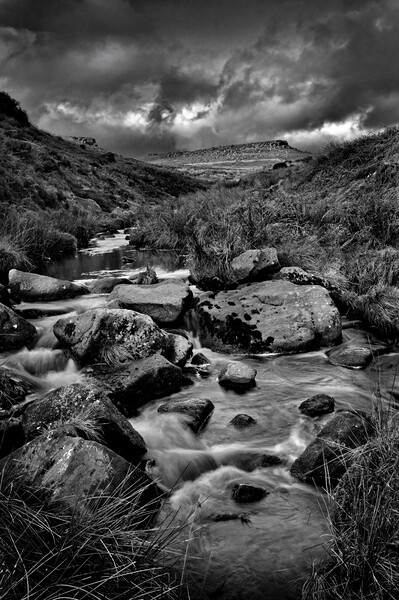 Burbage Brook and Carl Wark  Picture Board by Darren Galpin