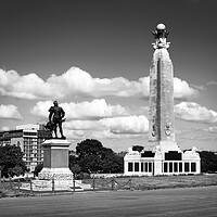 Buy canvas prints of Naval War Memorial and Drakes Statue  by Darren Galpin