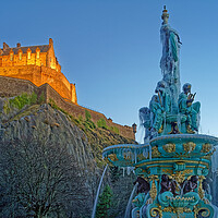 Buy canvas prints of Edinburgh Castle and Ross Fountain by Darren Galpin