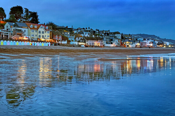 Lyme Regis at Night Picture Board by Darren Galpin