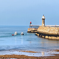 Buy canvas prints of Whitby Piers  by Darren Galpin