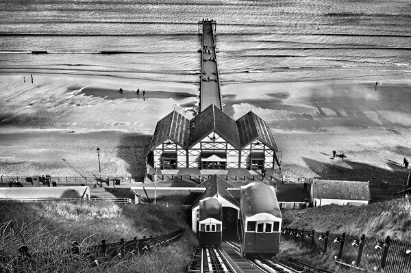 Saltburn Pier and Lift Picture Board by Darren Galpin